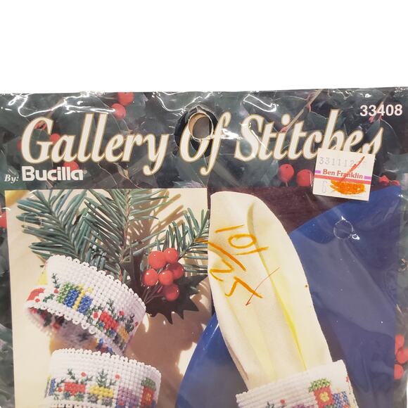 Vintage Bucilla Gallery of Stitches Christmas Toys Napkin Rings Cross Stitch Kit - Picture 3 of 7